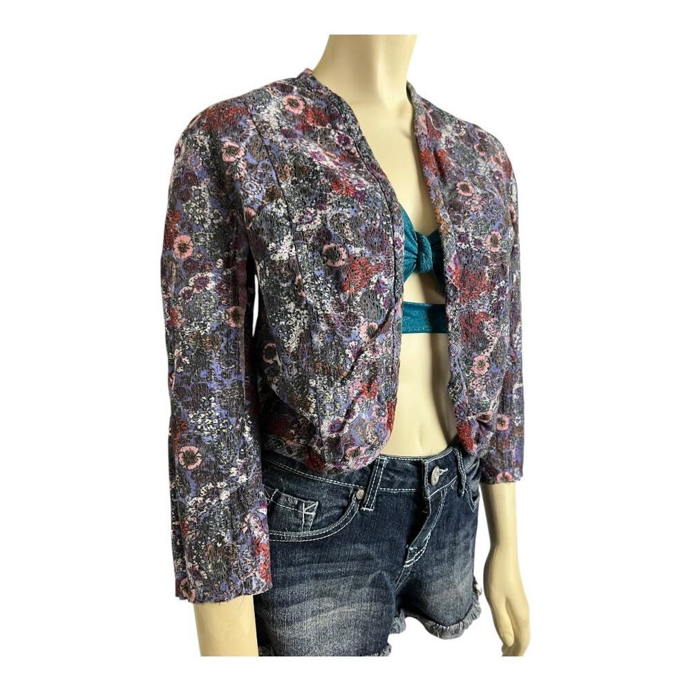 Handmade Floral Lace Bolero Jacket Blazer Cottage Granny Boho Xs S - Picture 3 of 5